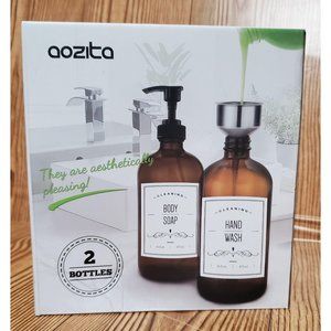 Amber Glass Soap Dispenser SET